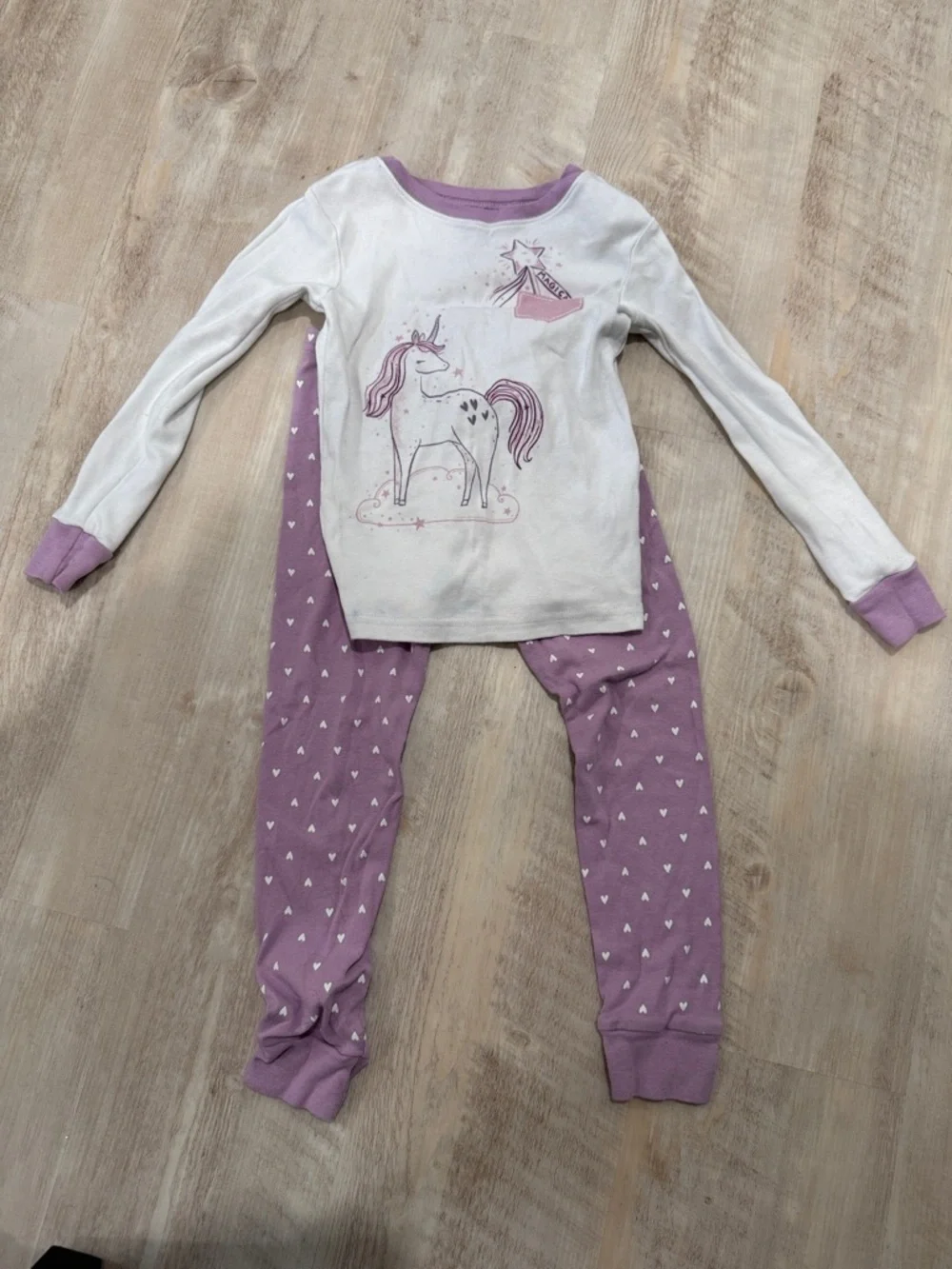 Carter's Girls Unicorn Pajama Set - Lavender and White